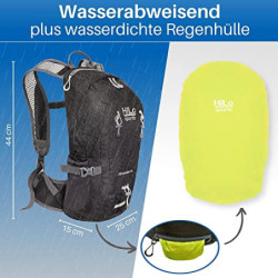 HiLo sports Radrucksack Allrounder 14 Liter - Fahrradrucksack mit Rücken Ventilationssystem - Wasserabweisender MTB Rucksack 