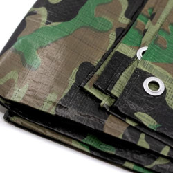 Camouflage 4x5m Abdeckplane Wasserdicht + 1x Bildmagnet! Gewebeplane mit Ösen Gartenplane Tarnplane Plane für Outdoor & Garte