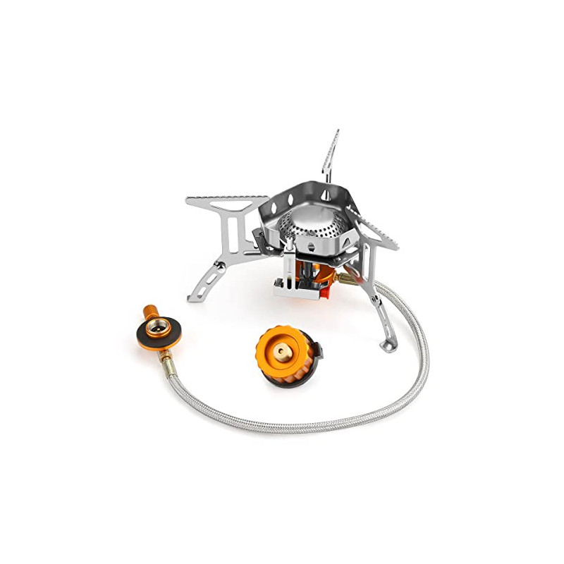 Awroutdoor Gas Campingkocher 3500W Faltbar, Gaskocher mit Piezozündung Winddicht, Gas Camping Kocher Klein Tragbar, Gasbrenne