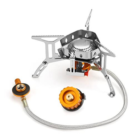 Awroutdoor Gas Campingkocher 3500W Faltbar, Gaskocher mit Piezozündung Winddicht, Gas Camping Kocher Klein Tragbar, Gasbrenne