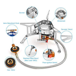 Awroutdoor Gas Campingkocher 3500W Faltbar, Gaskocher mit Piezozündung Winddicht, Gas Camping Kocher Klein Tragbar, Gasbrenne
