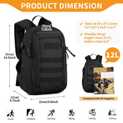 Selighting 12L/20L Mini Taktisch Wanderrucksack Molle Schultasche Rucksack Wasserabweisend Daypack Militärisch Schulrucksack 