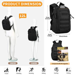 Selighting 12L/20L Mini Taktisch Wanderrucksack Molle Schultasche Rucksack Wasserabweisend Daypack Militärisch Schulrucksack 