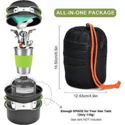 Odoland Camping Geschirr Set 10-teiliges Outdoor Kochgeschirr Aluminium Camping Töpfe Becher Faltbare Besteck Mini Campingkoc