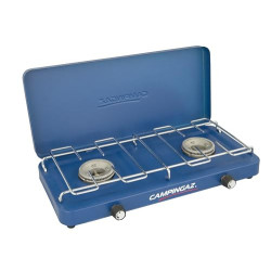 Campingaz kompakter Outdoor-/Tisch-/Gas-/Campingkocher Base Camp, 2 flammig, mit Deckel, 3.200 Watt, Blau