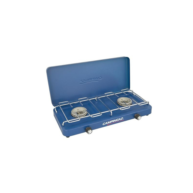 Campingaz kompakter Outdoor-/Tisch-/Gas-/Campingkocher Base Camp, 2 flammig, mit Deckel, 3.200 Watt, Blau Campingaz kompakter Outdoor-/Tisch-/Gas-/Campingkocher Base Camp, 2 flammig, mit Deckel, 3.200 Watt, Blau