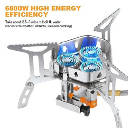Adiwo Campingkocher 6800 W, Gaskocher mit Piezozündung und Tragebox Gas Camping Kocher Tragbar Gasbrenner Winddichter Camping