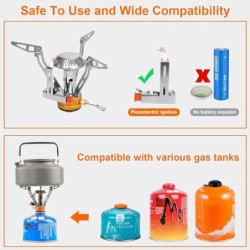 ELEUTH Campingkocher,Klein Faltbar Camping Gaskocher mit Piezozündung 3000W, Kompakt Haltbar Mini Gasbrenner mit Tragebox zum
