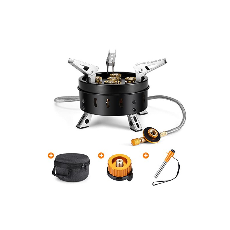Odoland Campingkocher 11000W Gaskocher mit Adapter und Faltbar Aluminium Gas Campingkocher für Schraubkartusche Gasbrenner Fa Odoland Campingkocher 11000W Gaskocher mit Adapter und Faltbar Aluminium Gas Campingkocher für Schraubkartusche Gasbrenner Fa