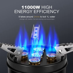 Odoland Campingkocher 11000W Gaskocher mit Adapter und Faltbar Aluminium Gas Campingkocher für Schraubkartusche Gasbrenner Fa
