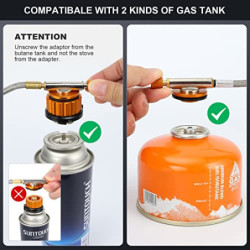 Odoland Campingkocher 11000W Gaskocher mit Adapter und Faltbar Aluminium Gas Campingkocher für Schraubkartusche Gasbrenner Fa