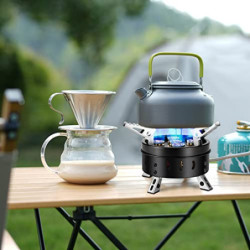 Odoland Campingkocher 11000W Gaskocher mit Adapter und Faltbar Aluminium Gas Campingkocher für Schraubkartusche Gasbrenner Fa