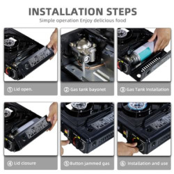 CCLIFE Campingkocher Gaskocher Camping neueste Sicherheitsprüfung 2024, 1-flammig mit Tragekoffe, Gasherd camping mit Piezozü