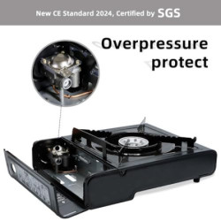 CCLIFE Campingkocher Gaskocher Camping neueste Sicherheitsprüfung 2024, 1-flammig mit Tragekoffe, Gasherd camping mit Piezozü