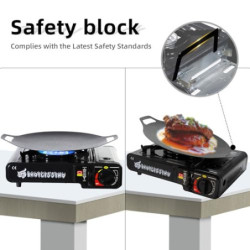 CCLIFE Campingkocher Gaskocher Camping neueste Sicherheitsprüfung 2024, 1-flammig mit Tragekoffe, Gasherd camping mit Piezozü