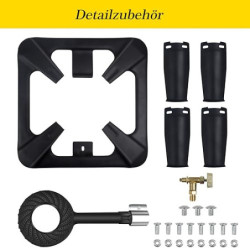 BACOENG Hockerkocher Gas 10KW, 4 Fuß Wok Campingkocher Inklusive 1.5 m Schlauch und 50 mbar Druckregler, 4-beiniger Gaskocher