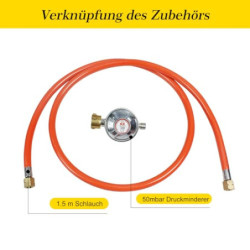 BACOENG Hockerkocher Gas 10KW, 4 Fuß Wok Campingkocher Inklusive 1.5 m Schlauch und 50 mbar Druckregler, 4-beiniger Gaskocher