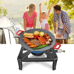 BACOENG Hockerkocher Gas 10KW, 4 Fuß Wok Campingkocher Inklusive 1.5 m Schlauch und 50 mbar Druckregler, 4-beiniger Gaskocher