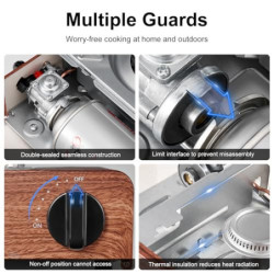 Odoland Gaskocher, Campingkocher 1 Flamme 2100 Watt Camping Kocher Tragbar 1 Brenner Outdoor Gasflaschenkocher mit Tragetasch