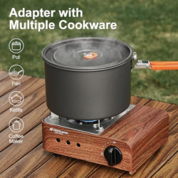 Odoland Gaskocher, Campingkocher 1 Flamme 2100 Watt Camping Kocher Tragbar 1 Brenner Outdoor Gasflaschenkocher mit Tragetasch