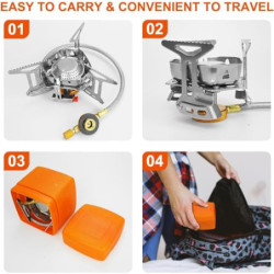 ELEUTH Campingkocher,Gaskocher Camping mit Piezozündung 3500W,Winddicht Gas Campingkocher für Gasbrenner mit Adapter Faltbar 