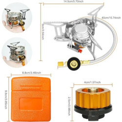ELEUTH Campingkocher,Gaskocher Camping mit Piezozündung 3500W,Winddicht Gas Campingkocher für Gasbrenner mit Adapter Faltbar 