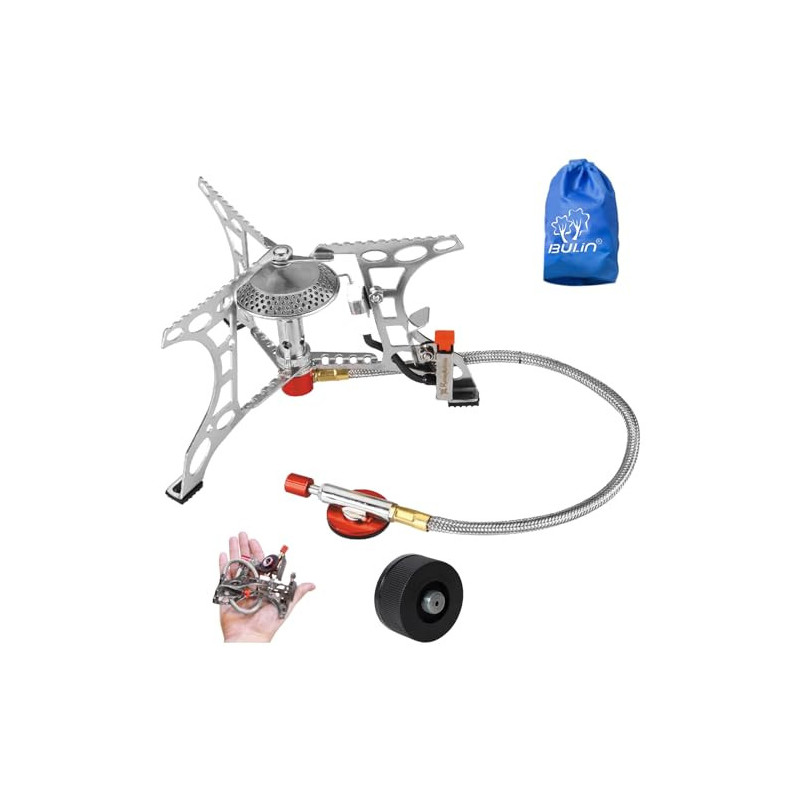 Bulin Gas Campingkocher Gaskocher mit Piezozündung Faltbarer Gaskocher Outdoor 3200W Windschutz KocherGasbrenner für Camping 