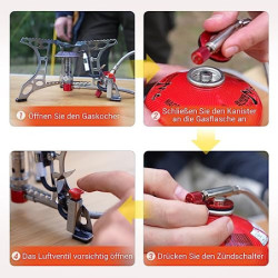 Bulin Gas Campingkocher Gaskocher mit Piezozündung Faltbarer Gaskocher Outdoor 3200W Windschutz KocherGasbrenner für Camping 