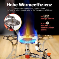 Bulin Gas Campingkocher Gaskocher mit Piezozündung Faltbarer Gaskocher Outdoor 3200W Windschutz KocherGasbrenner für Camping 