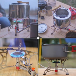 Bulin Gas Campingkocher Gaskocher mit Piezozündung Faltbarer Gaskocher Outdoor 3200W Windschutz KocherGasbrenner für Camping 