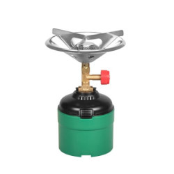 DOMINOX Campingkocher, Tragbarer Gaskocher Outdoor mit Windabweiser, Gaskocher Camping 1-flammig für Outdoor-Aktivitäten, Cam