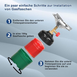 DOMINOX Campingkocher, Tragbarer Gaskocher Outdoor mit Windabweiser, Gaskocher Camping 1-flammig für Outdoor-Aktivitäten, Cam