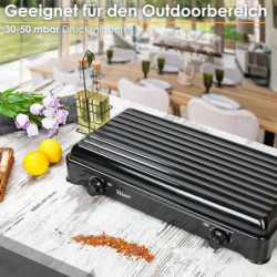 2 Flammiger Gaskocher Schwarz | Campingkocher | Gas Kochfeld | Gasherd | Hockerkocher | abnehmbarer Deckel | Camping Gaskoche