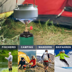 DOMINOX Campingkocher, Tragbarer Gaskocher Outdoor mit Windabweiser, Gaskocher Camping 1-flammig für Outdoor-Aktivitäten, Cam