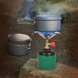 DOMINOX Campingkocher, Tragbarer Gaskocher Outdoor mit Windabweiser, Gaskocher Camping 1-flammig für Outdoor-Aktivitäten, Cam