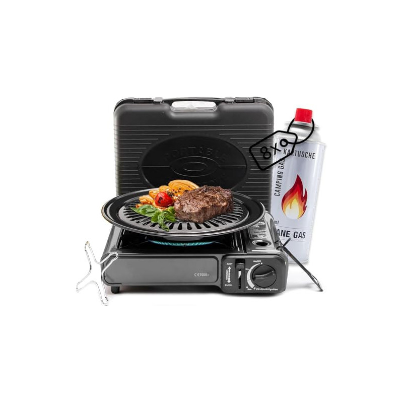TruWare Camping Gaskocher mit Kartusche Campingkocher mit Gaskartuschen Grillplatte und Tragekoffer Gas Kocher für Campingpla TruWare Camping Gaskocher mit Kartusche Campingkocher mit Gaskartuschen Grillplatte und Tragekoffer Gas Kocher für Campingpla