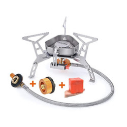 LATTCURE Gas Campingkocher 3500W Faltbar Edelsathl Gaskocher mit Piezozündung und Aufbewahrungsbox Gasbrenner für Outdoor Cam
