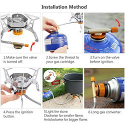 LATTCURE Gas Campingkocher 3500W Faltbar Edelsathl Gaskocher mit Piezozündung und Aufbewahrungsbox Gasbrenner für Outdoor Cam