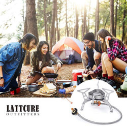 LATTCURE Gas Campingkocher 3500W Faltbar Edelsathl Gaskocher mit Piezozündung und Aufbewahrungsbox Gasbrenner für Outdoor Cam