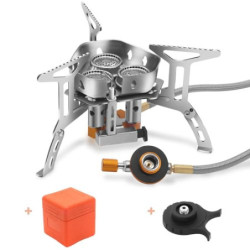 Yinleader Campingkocher 5800W Gaskocher, winddichte Abdeckung, faltbarer Campingkocher mit Adapter  Gastank nicht im Lieferum