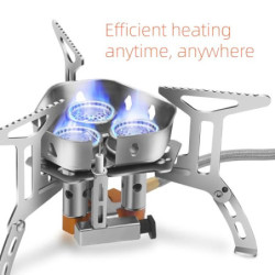 Yinleader Campingkocher 5800W Gaskocher, winddichte Abdeckung, faltbarer Campingkocher mit Adapter  Gastank nicht im Lieferum