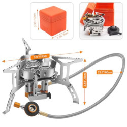 Yinleader Campingkocher 5800W Gaskocher, winddichte Abdeckung, faltbarer Campingkocher mit Adapter  Gastank nicht im Lieferum