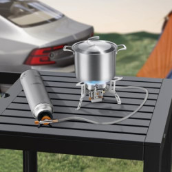 Yinleader Campingkocher 5800W Gaskocher, winddichte Abdeckung, faltbarer Campingkocher mit Adapter  Gastank nicht im Lieferum