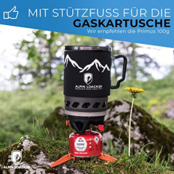 Alpin Loacker Storm Kit Pro Gaskocher Set mit Piezozündung, Outdoor und Indoor, Campingkocher mit 1000ml Topf, Premium Campin