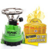 Rsonic Campingkocher Gaskocher Stechkartuschenkocher Kartuschenkocher mit Piezozündung Gasbrenner  Grün + 4 Kartsuchen 
