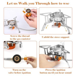 Yqhugbc Campingkocher 3500W, Gaskocher Outdoor, Campingkocher Klein, Faltbar Camping Kocher, Gaskocher mit Adapter Camping mi