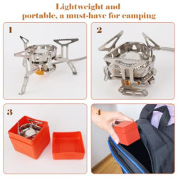 Yqhugbc Campingkocher 3500W, Gaskocher Outdoor, Campingkocher Klein, Faltbar Camping Kocher, Gaskocher mit Adapter Camping mi