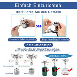 Vihir Campingkocher 3200W Mini Ultra Tragbares Camping Kocher, Gaskocher Camping mit Regelbarer Flamme, Faltbar Camping Koche