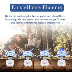 Vihir Campingkocher 3200W Mini Ultra Tragbares Camping Kocher, Gaskocher Camping mit Regelbarer Flamme, Faltbar Camping Koche