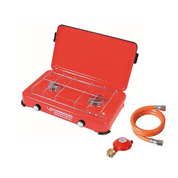 ROTHENBERGER Industrial Campingkocher, Gaskocher, windfester Outdoorkocher inkl. 0,8 m Propangasschlauch und Druckregler, 2 K